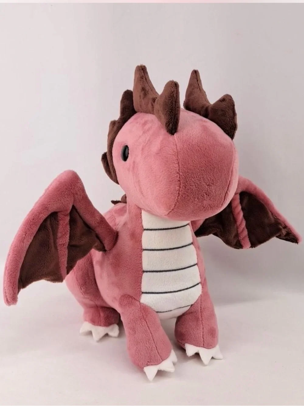 Plush Pink Dragon Stuffed Animal with Brown Wings - Cozy Cuddle Toy